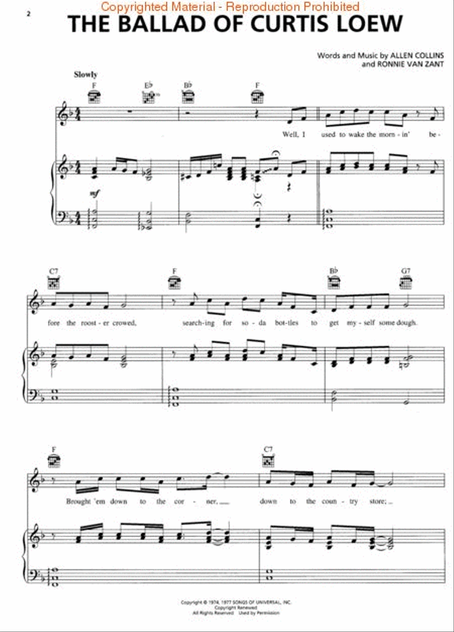 Lynyrd Skynyrd – Greatest Hits Piano, Vocal, Guitar scores gallery preview page 2