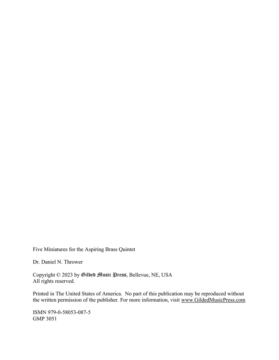 Five Miniatures for the Aspiring Brass Quintet, Op. 134 Brass Quintet scores gallery preview page 2