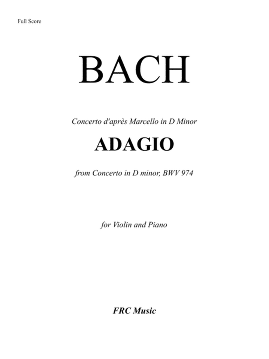 Adagio from Concerto in D minor, BWV 974 (Concerto d'après Marcello) for Violin and Piano image number null