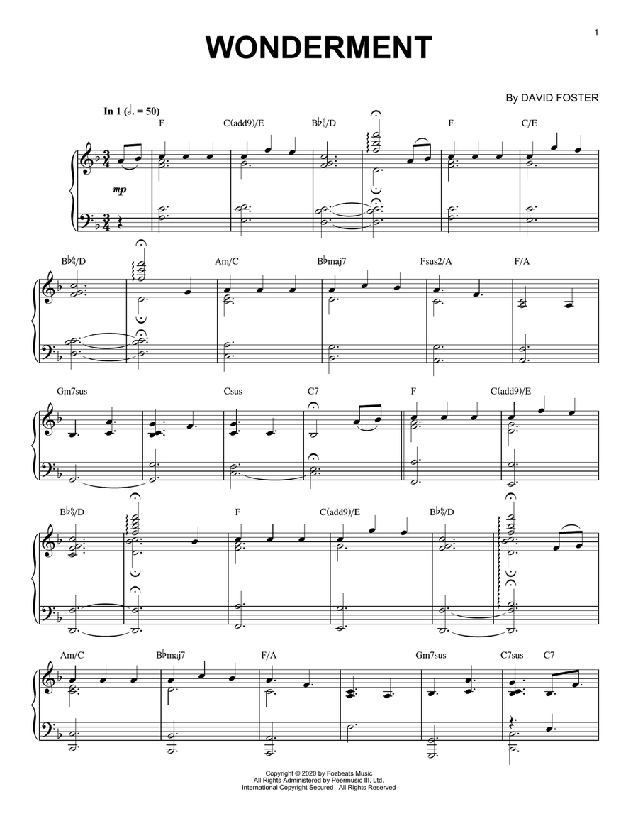 Wonderment Piano Solo scores gallery preview page 1