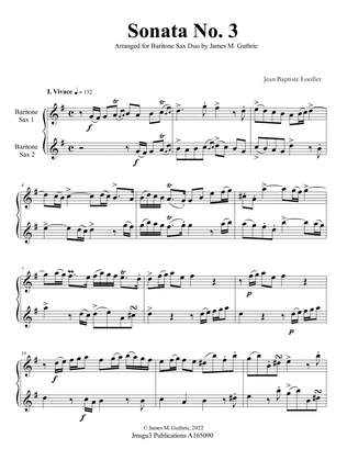 Book cover for Loeillet: Sonata No. 3 for Baritone Sax Duo