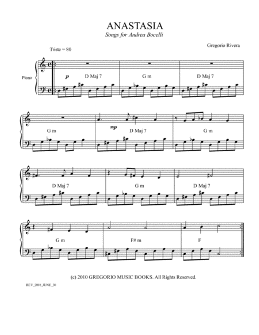 SONGS FOR ANDREA BOCELLI Piano Solo scores gallery preview page 2