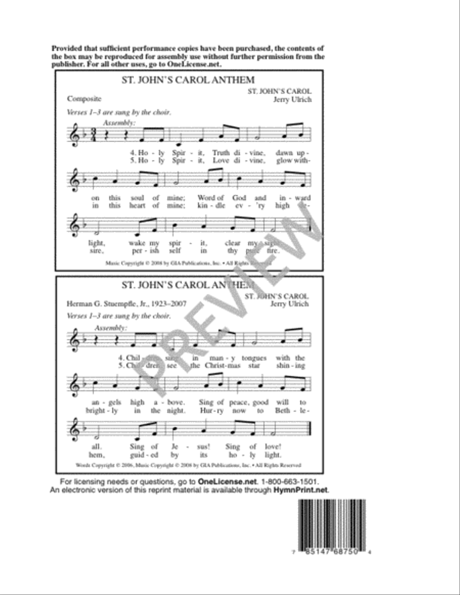 St. John's Carol Anthem 3-Part scores gallery preview page 9