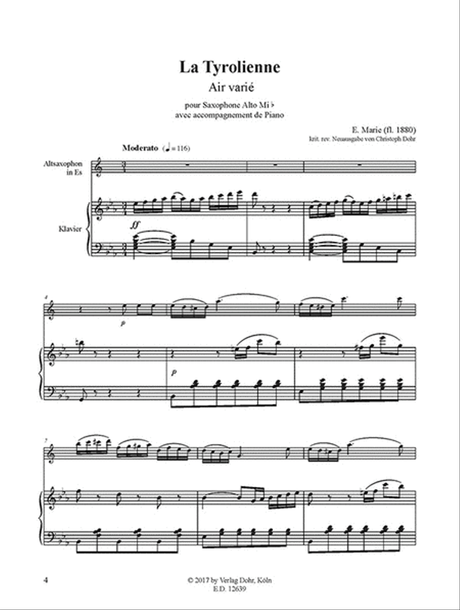 La Tyrolienne für Altsaxophon und Klavier -Air varié- Alto Saxophone scores gallery preview page 2