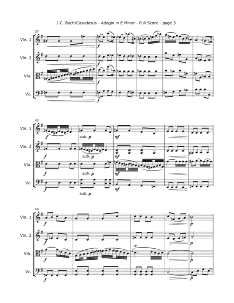 Casadesus, H. - Adagio in E Minor for String Quartet String Quartet scores gallery preview page 3