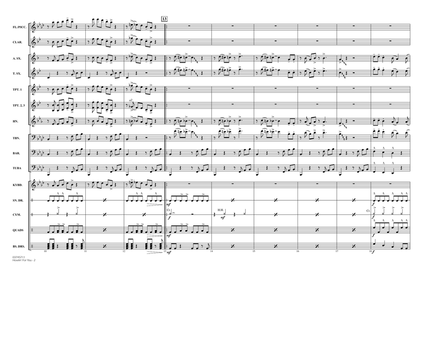 Howlin' For You - Conductor Score (Full Score) Marching Band scores gallery preview page 2