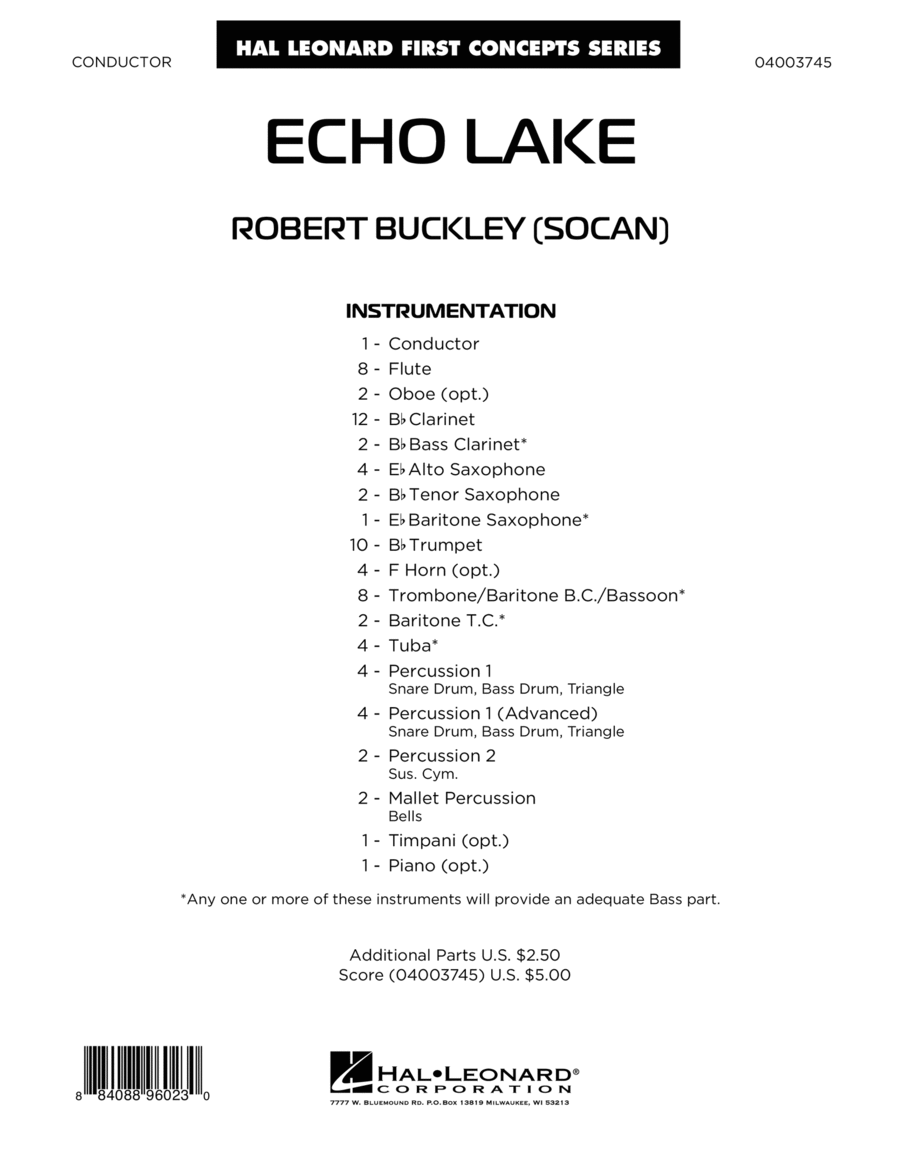 Echo Lake - Conductor Score (Full Score)