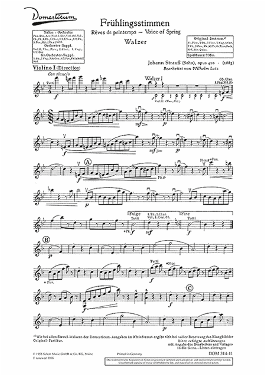 Frühlingsstimmen Frühlingsstimmen Oboe scores gallery preview page 1