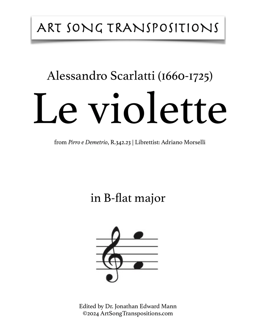 SCARLATTI: Le violette (transposed to B-flat major) Voice scores gallery preview page 1