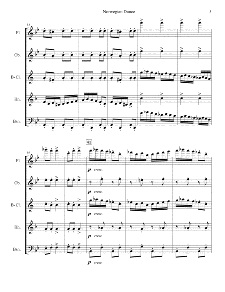 Norwegian Dance Opus 35, No. 2 for Woodwind Quintet image number null