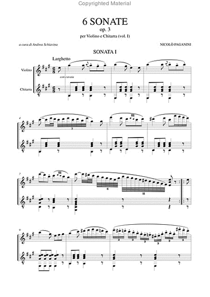 6 Sonatas Op. 3 for Violin and Guitar - Vol. 1: Sonatas Nos. 1-3
