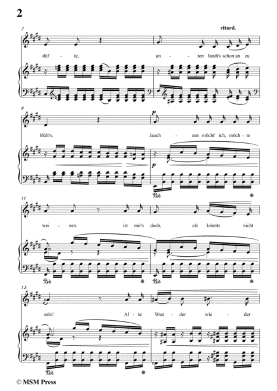 Schumann-Frühlingsnacht,in E Major,for Voice and Piano Voice Solo scores gallery preview page 4