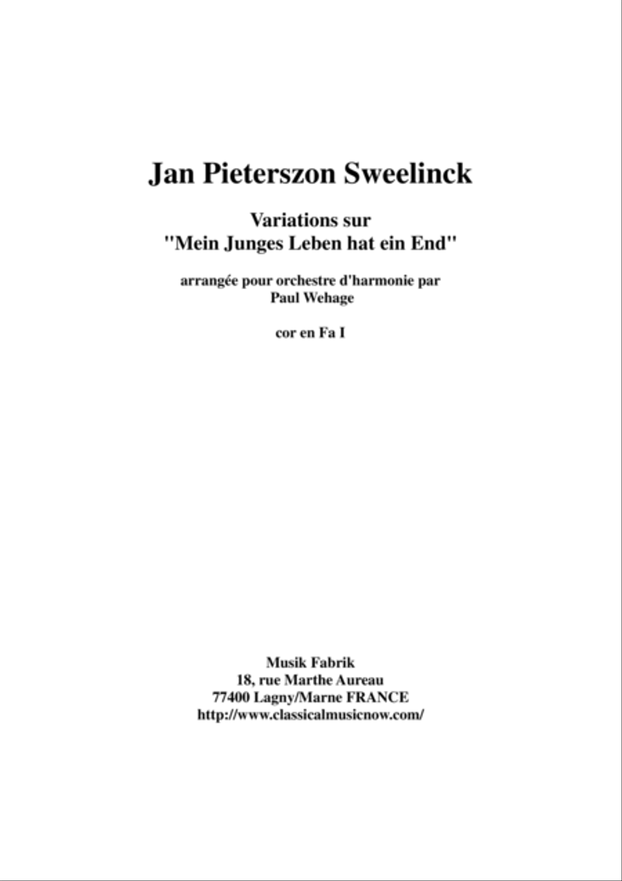 Jan Pieterszoon Sweelinck/Paul Wehage - Variations on 