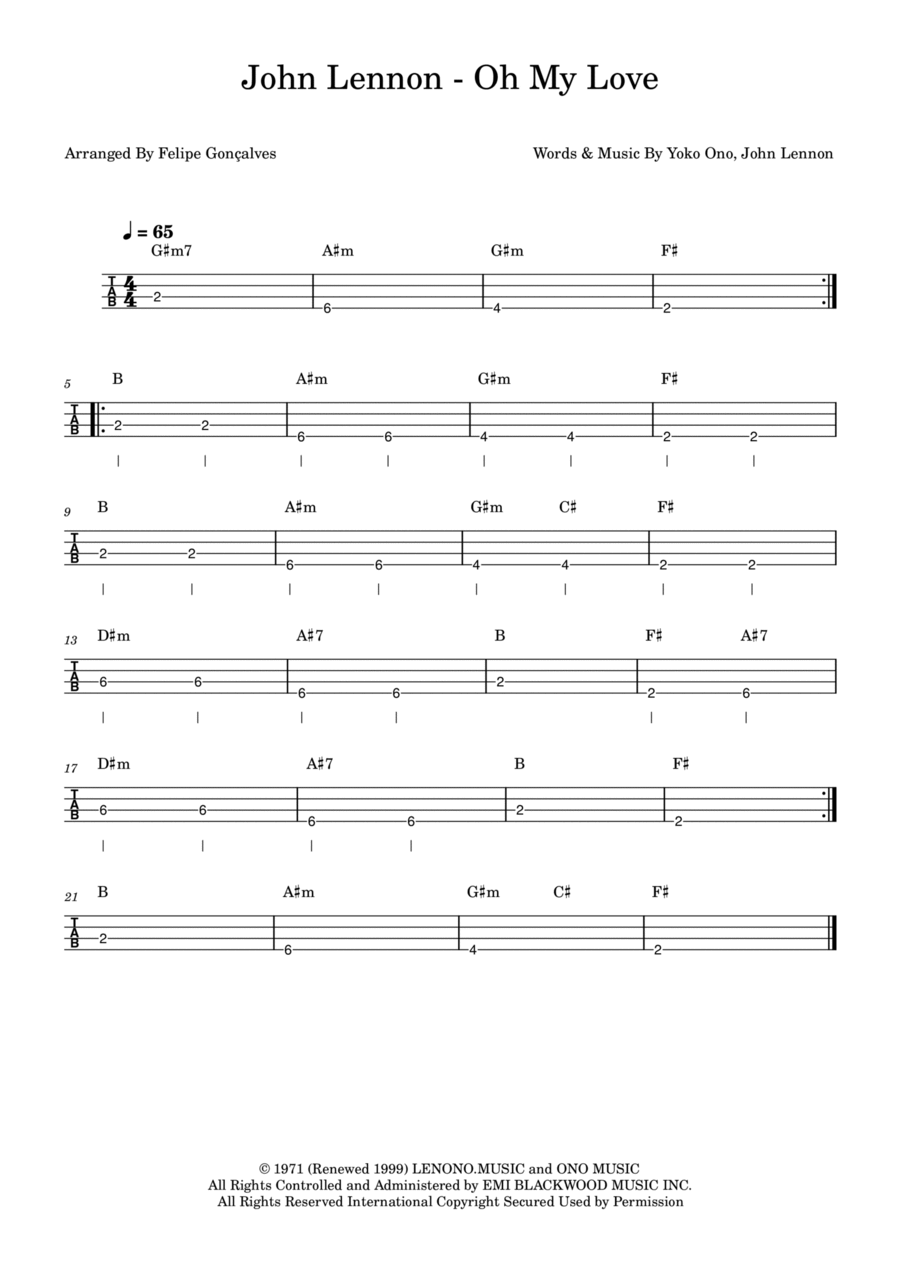 Oh My Love Oh My Love Electric Guitar scores gallery preview page 1