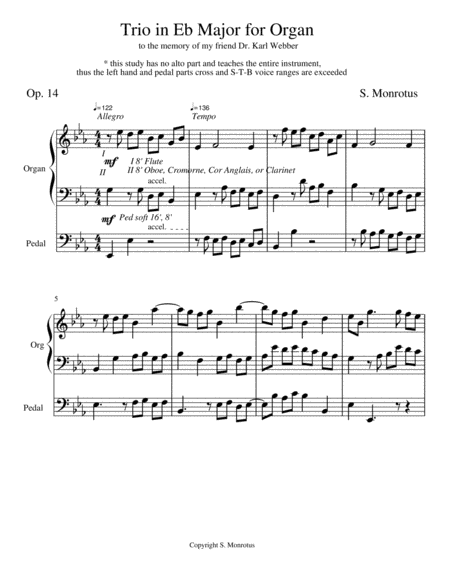 Trio in Eb Major for Organ Op. 14 image number null