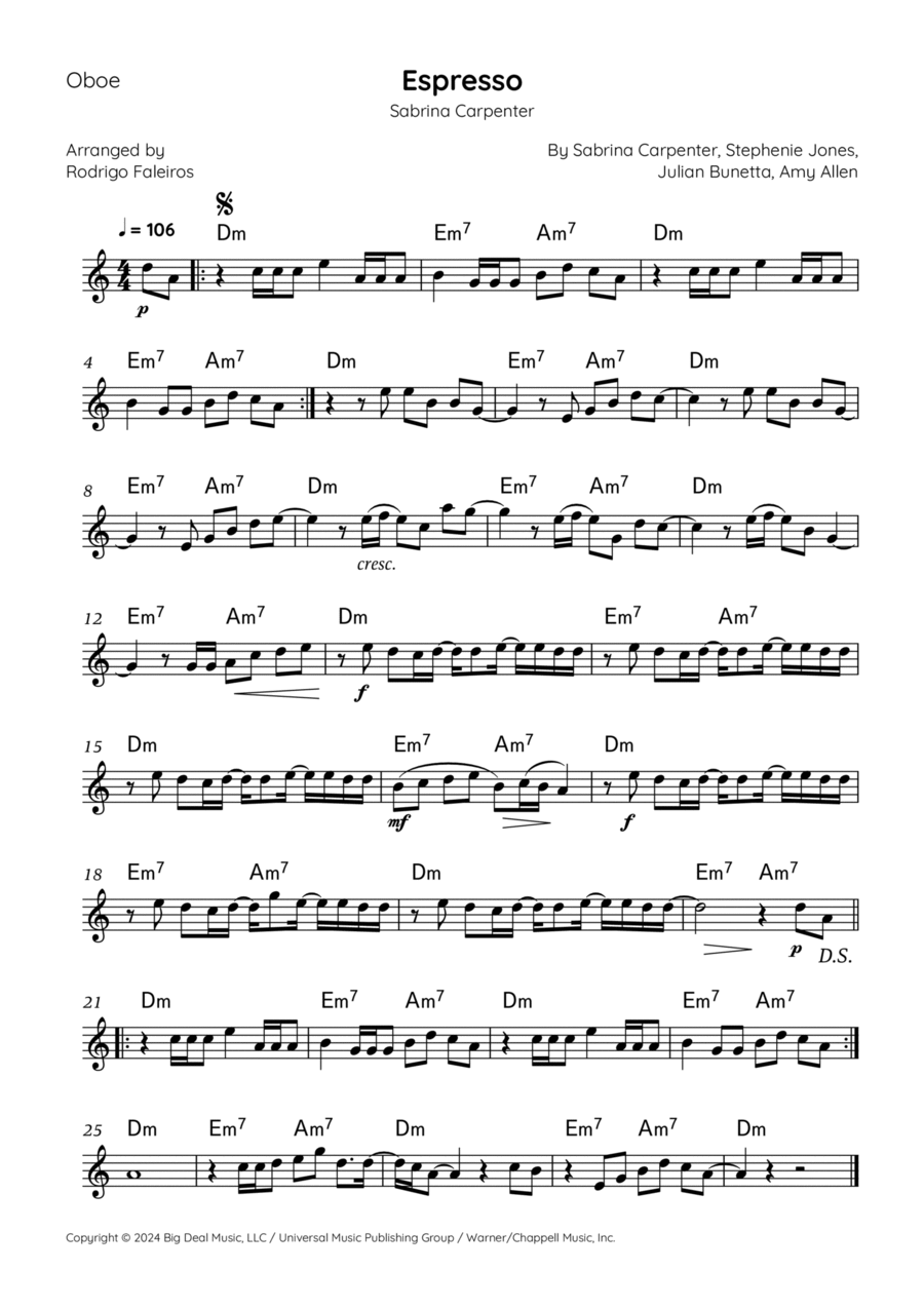 Espresso Oboe Solo scores gallery preview page 1