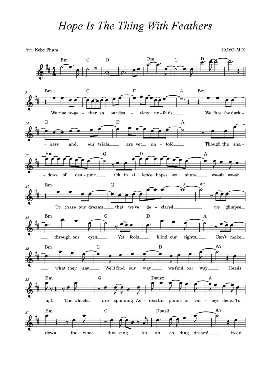 Hope Is The Thing With Feathers - Honkai Star Rail Piano Solo scores gallery preview page 1