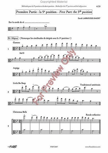 Tuition Book - Viola Method For The 5Th Position And The 1/2 Position