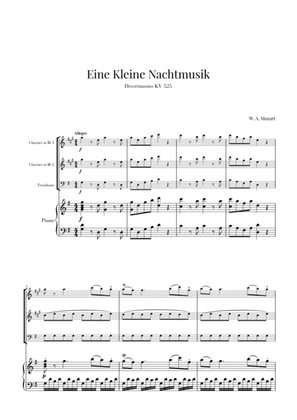 Book cover for Eine Kleine Nachtmusik for 2 Clarinets, Trombone and Piano