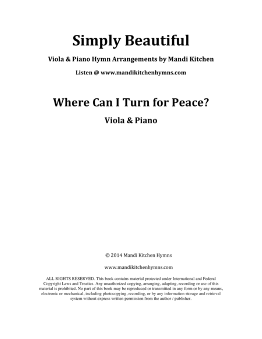 Where Can I Turn for Peace? Viola and Piano Duet Piano Accompaniment scores gallery preview page 1