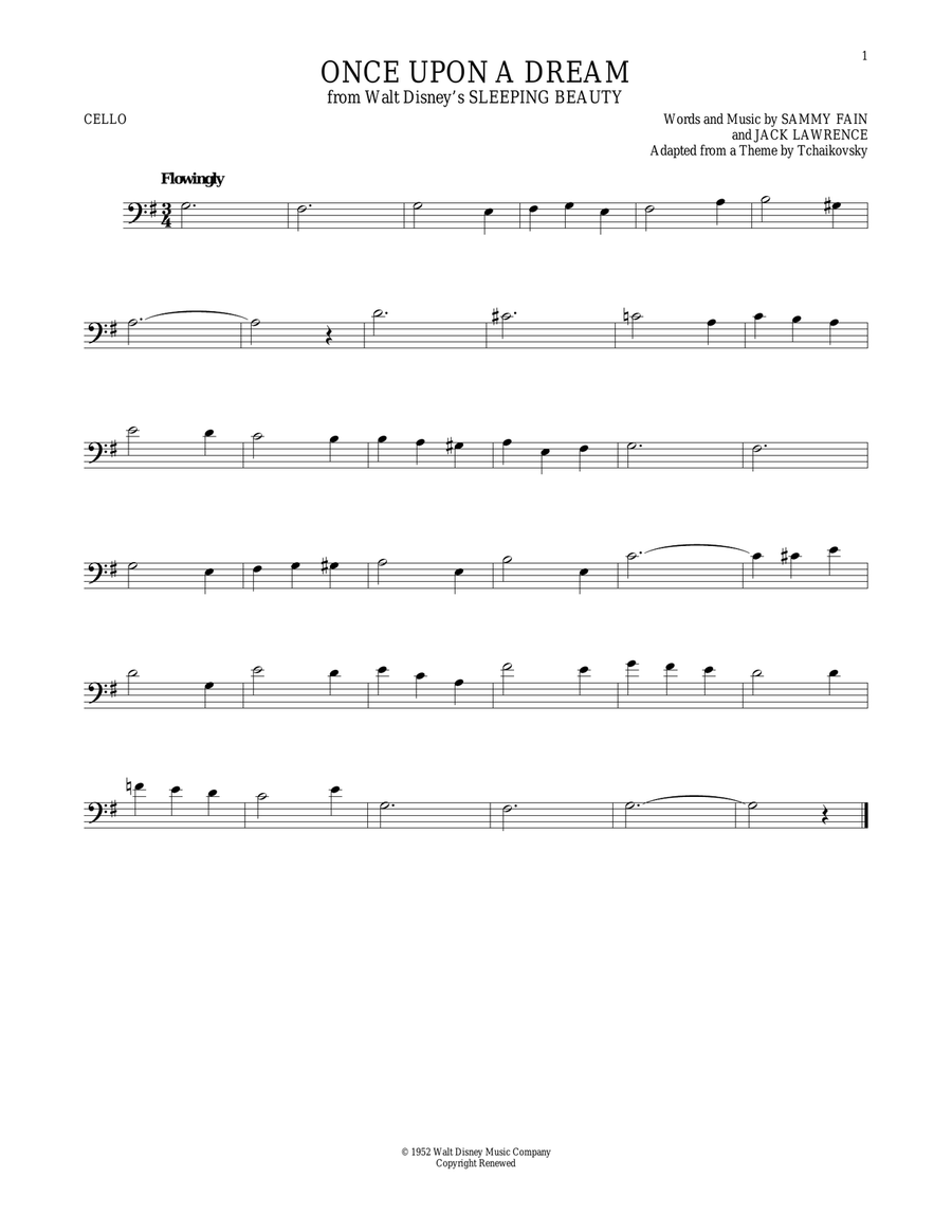 Once Upon A Dream Cello Solo scores gallery preview page 1
