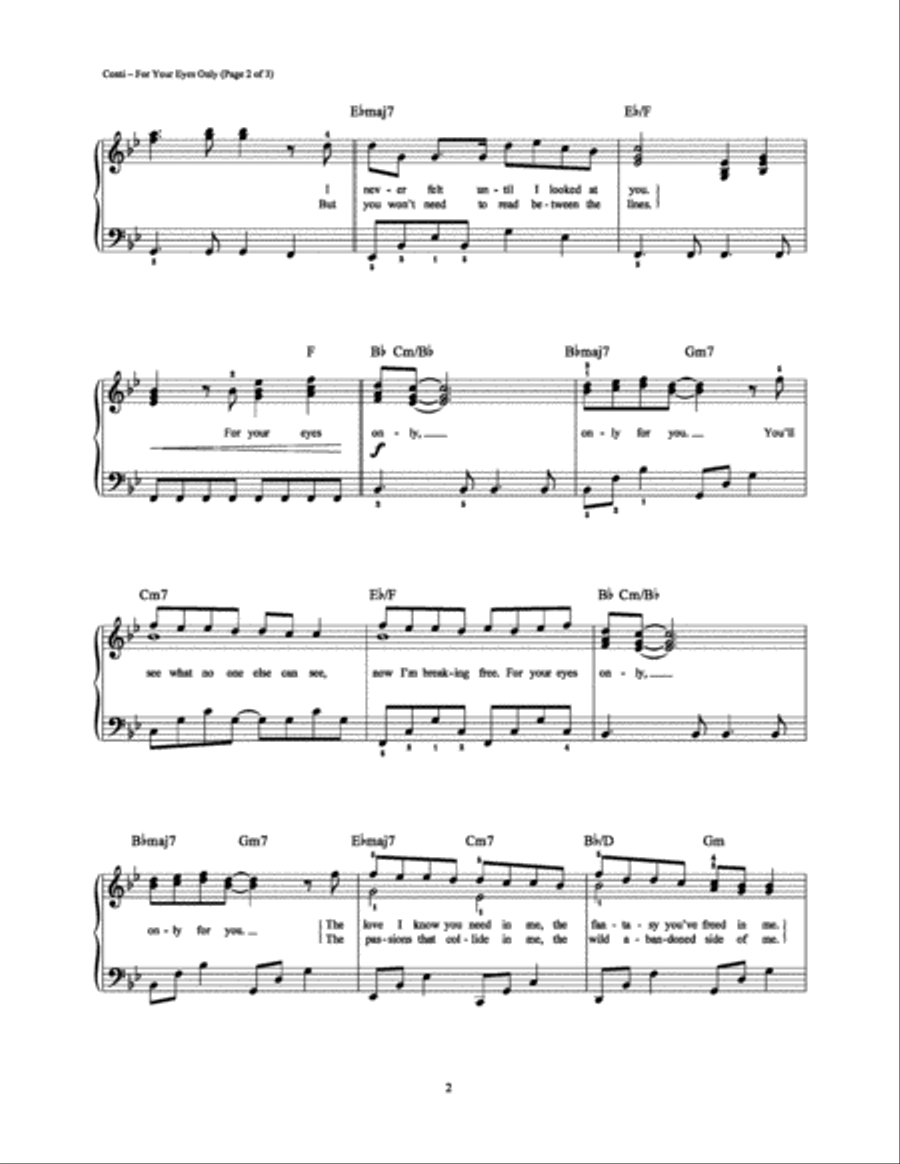 For Your Eyes Only Easy Piano scores gallery preview page 2