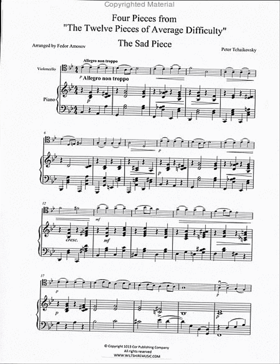 Four Pieces from 12 Pieces of Average Difficulty (Amosov) Piano Accompaniment scores gallery preview page 2