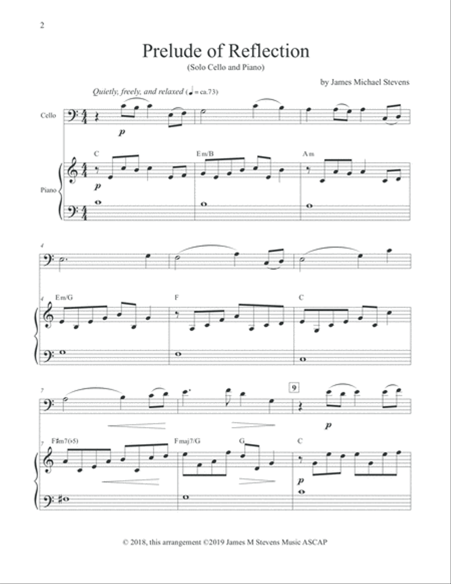 Prelude of Reflection - Cello & Piano Piano scores gallery preview page 2
