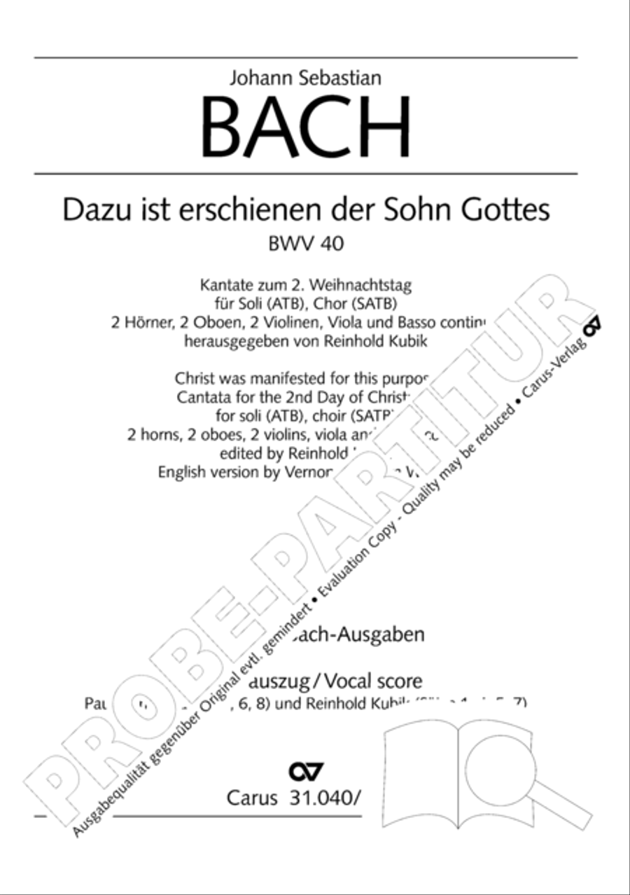 Christ was manifested for this purpose (Dazu ist erschienen der Sohn Gottes) ATB scores gallery preview page 2