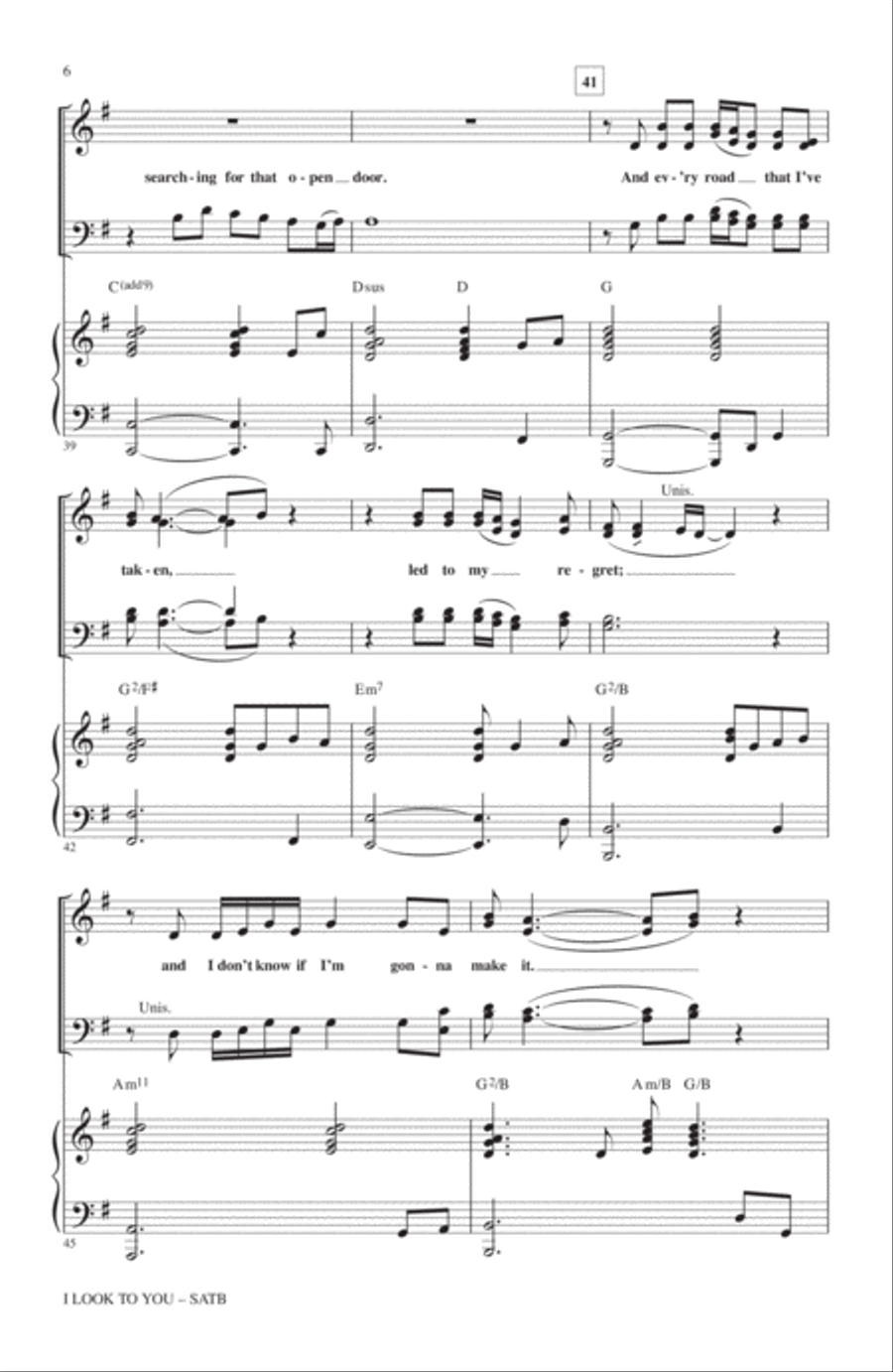 I Look To You 4-Part scores gallery preview page 5
