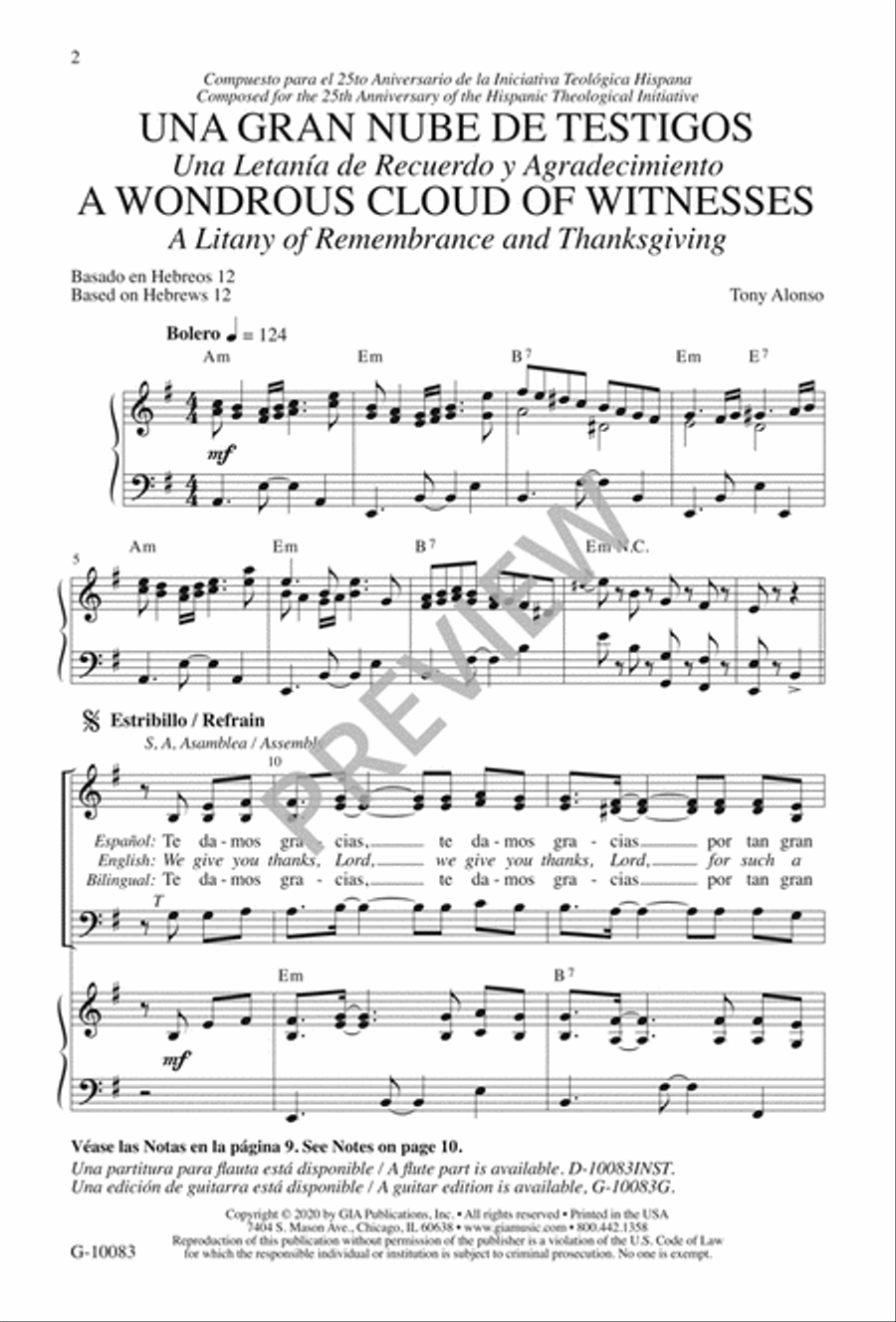 Una Gran Nube de Testigos / A Wondrous Cloud of Witnesses 3-Part scores gallery preview page 3