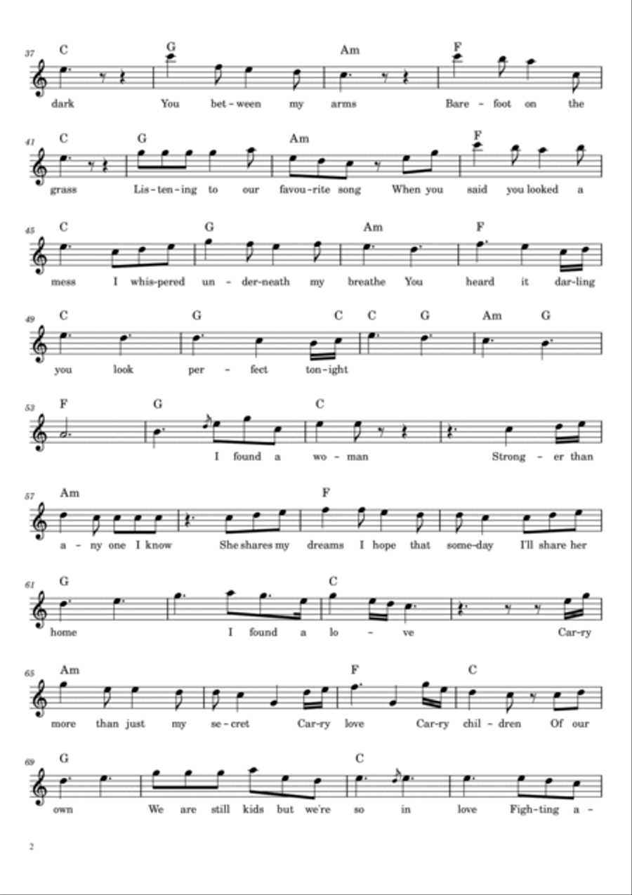 Perfect Perfect Piano Solo scores gallery preview page 2