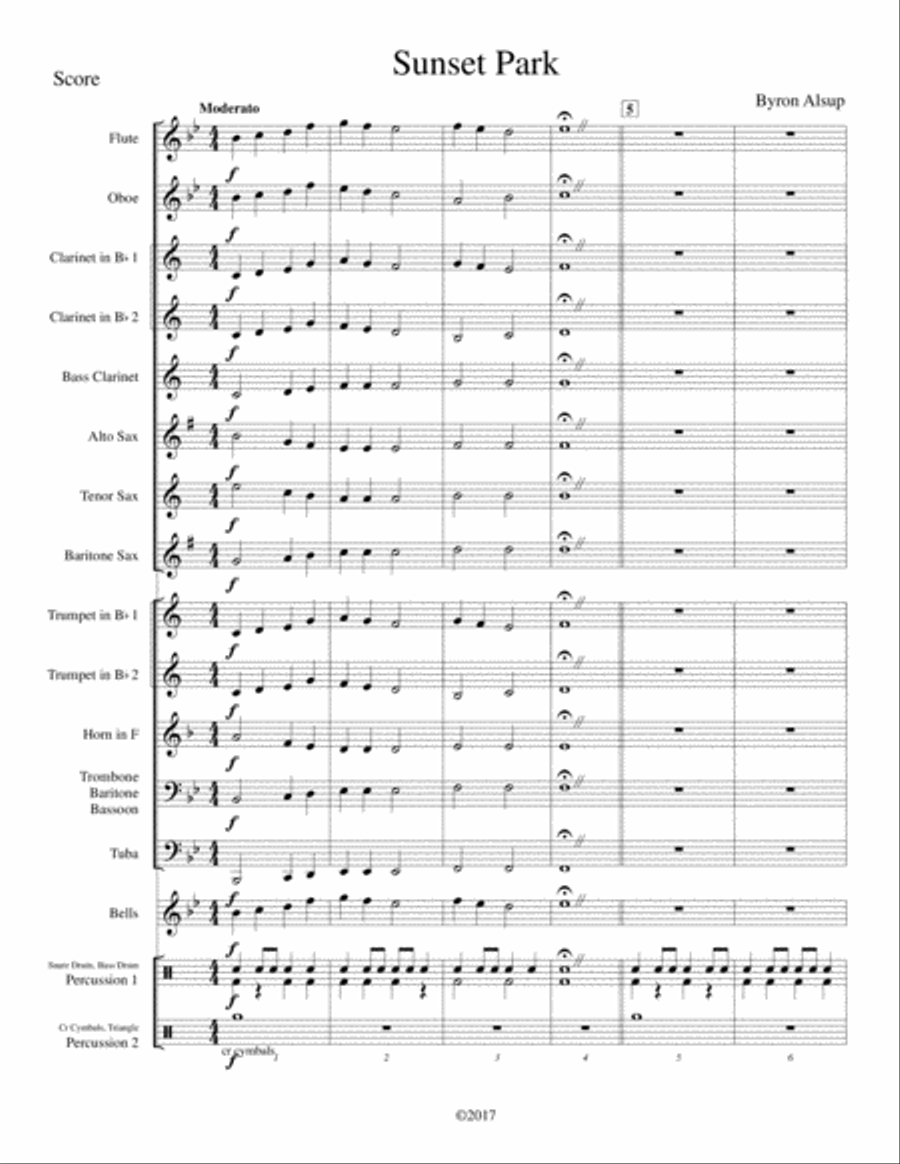 Sunset Park Sunset Park Concert Band scores gallery preview page 1