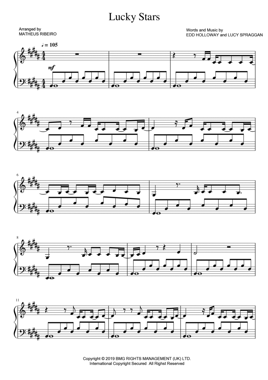 Lucky Stars Piano Solo scores gallery preview page 1