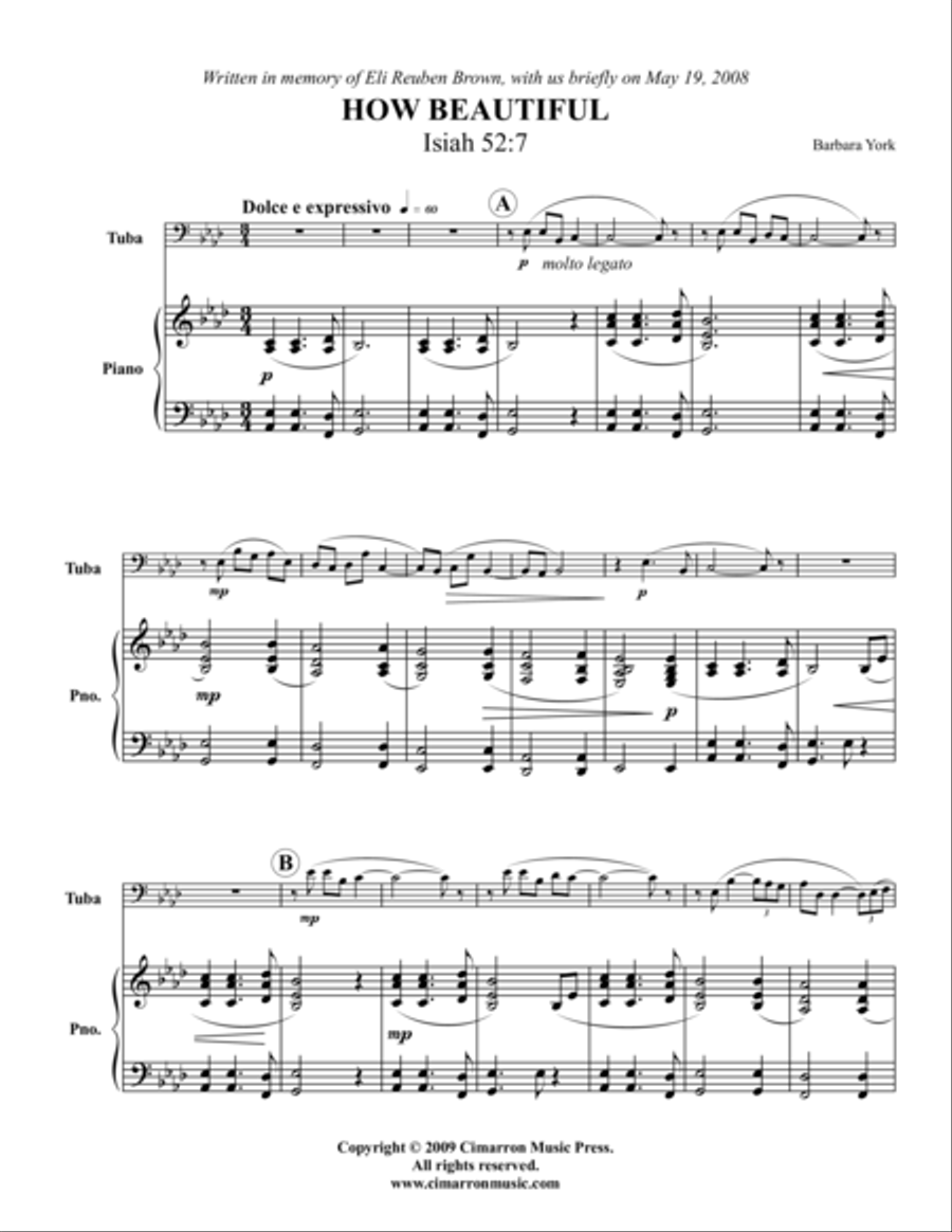 How Beautiful Tuba scores gallery preview page 1