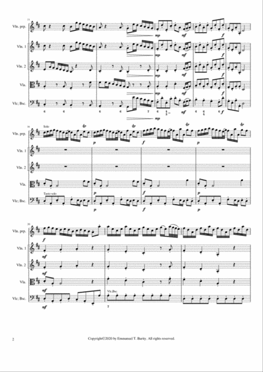 Concerto for Violin in D Major by Emmanuel Burity (1969- ) String Orchestra scores gallery preview page 4