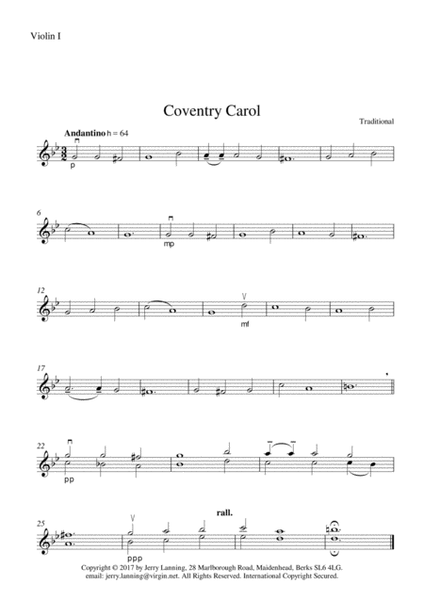 Coventry Carol for Intermediate String Orchestra image number null