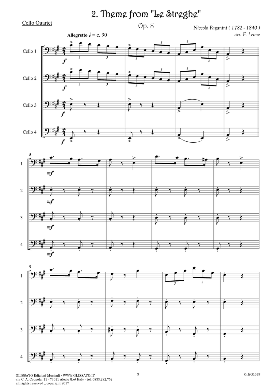 10 (Easy) Romantic Pieces for Cello Quartet String Quartet scores gallery preview page 4