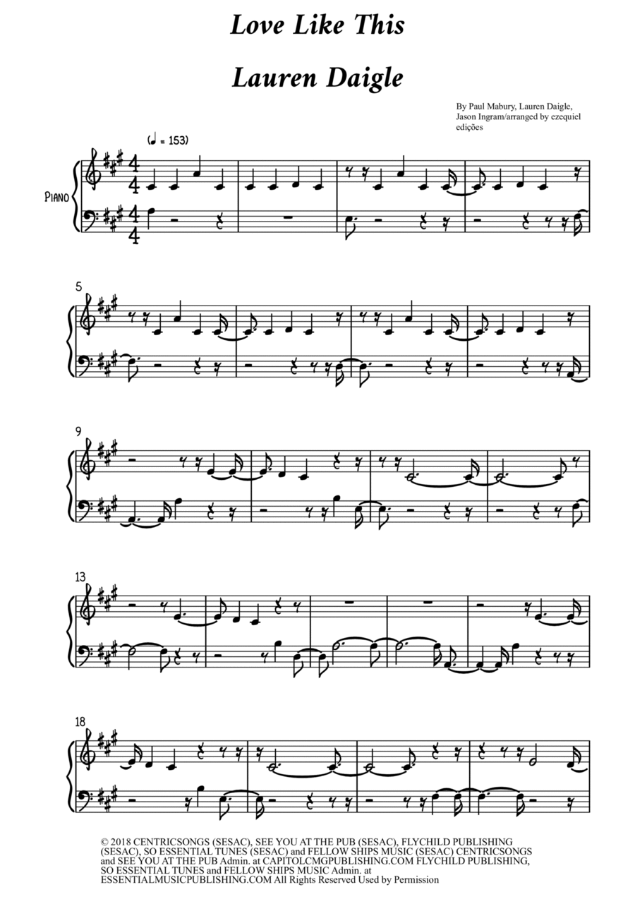 Love Like This Piano Solo scores gallery preview page 1