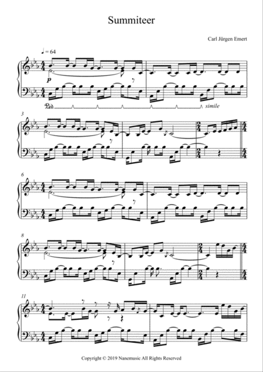 Summiteer - Piano Melancolía Piano Solo scores gallery preview page 1
