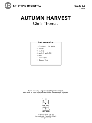 Book cover for Autumn Harvest: Score
