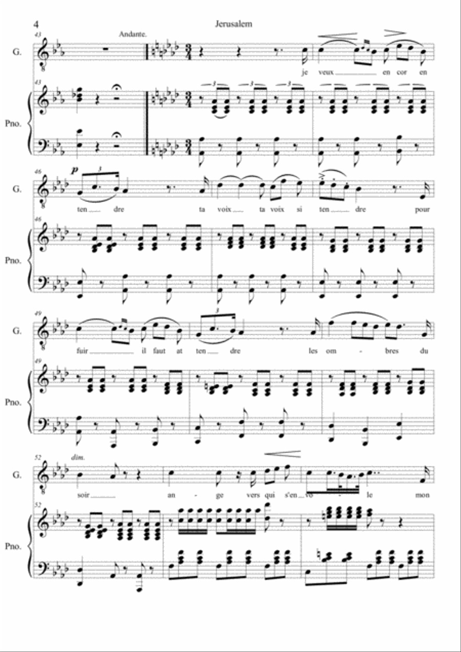 Je veux encore entendre - Jerusalem Je veux encore entendre - Jerusalem Tenor Voice scores gallery preview page 4