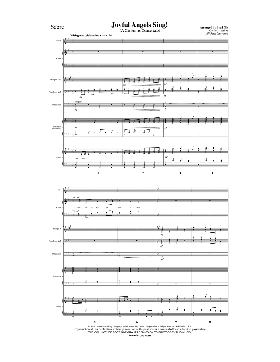 Joyful Angels Sing! - Downloadable Instrumental Ensemble Score and Parts 4-Part scores gallery preview page 2