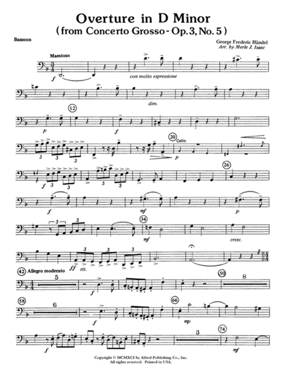 Overture in D minor (Concerto Grosso): Bassoon