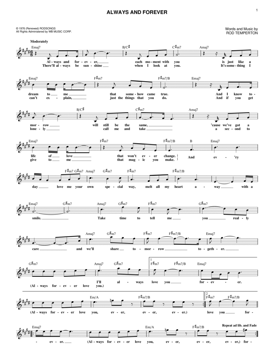 Always And Forever Guitar scores gallery preview page 1