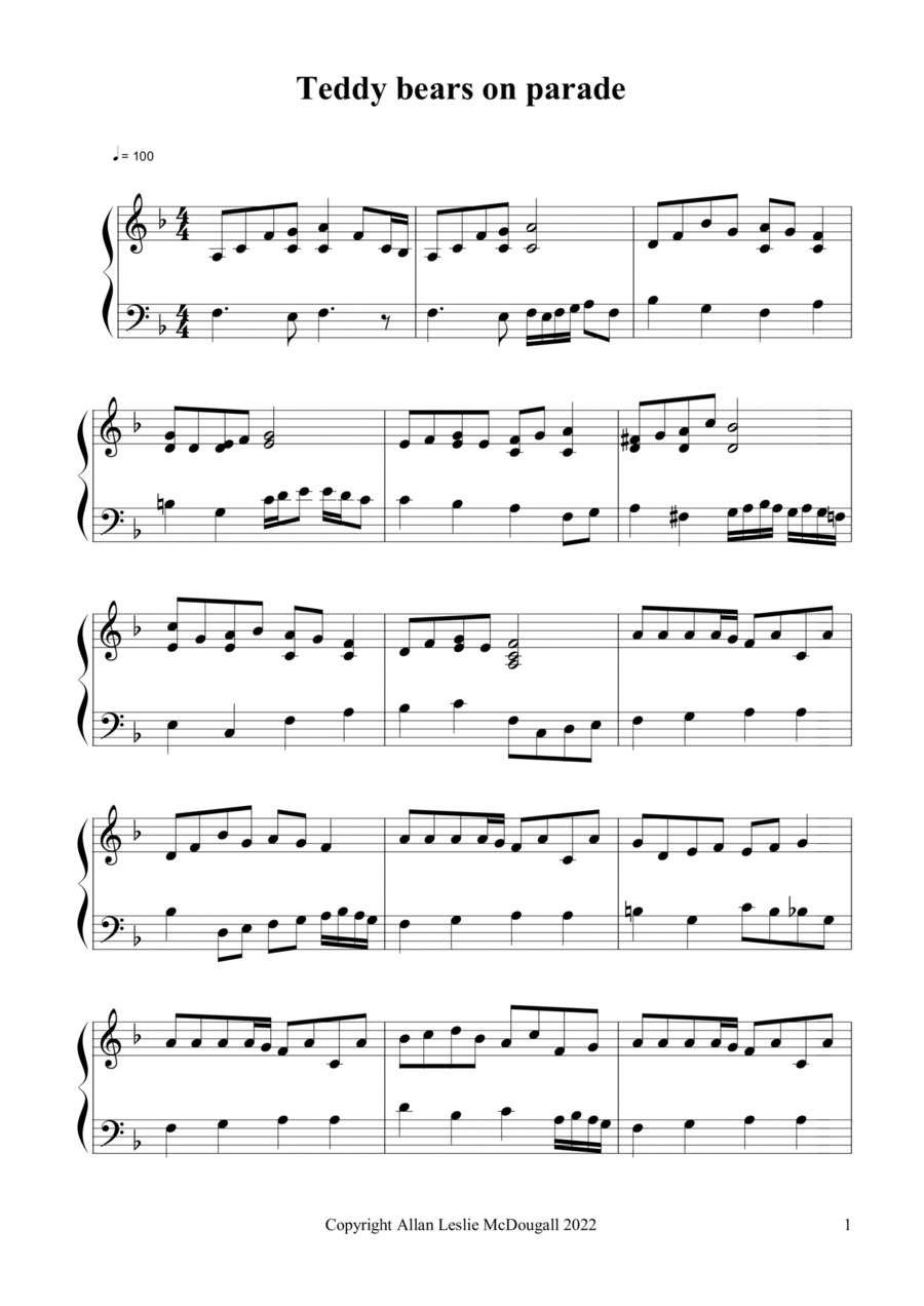 Teddy bears on parade Teddy bears on parade Piano Solo scores gallery preview page 1