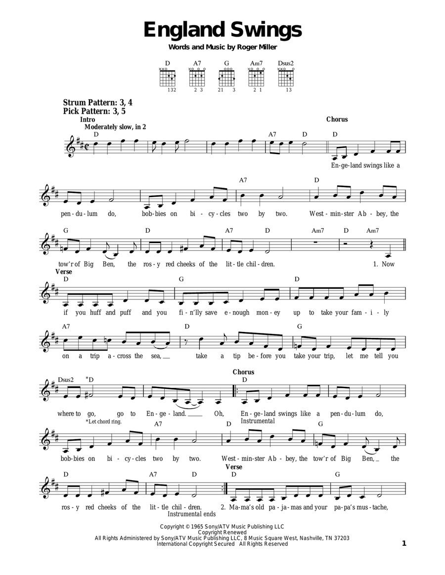 England Swings England Swings Electric Guitar scores gallery preview page 1