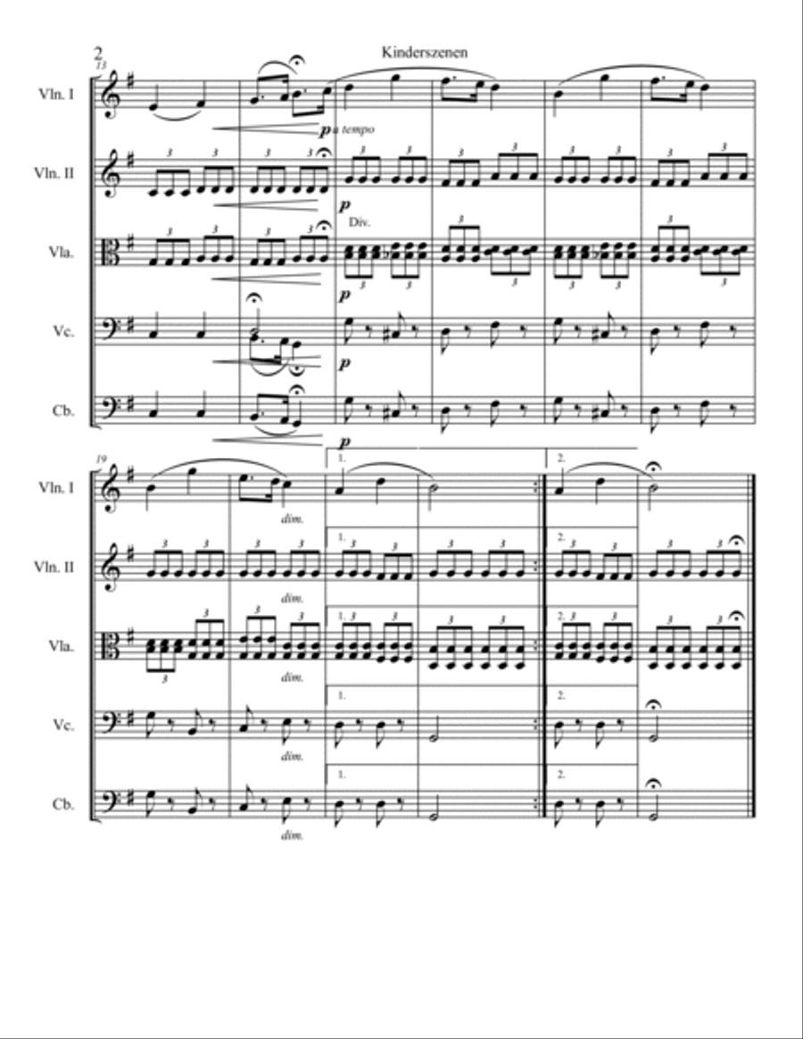 Kinderszenen: Von fremden ländern und menschen String Orchestra scores gallery preview page 2