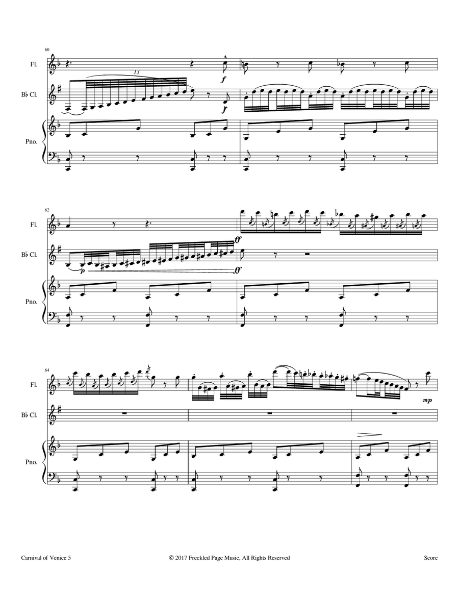 Carnival of Venice (Op.78) For Flute, Clarinet, and Piano Woodwind Duet scores gallery preview page 5