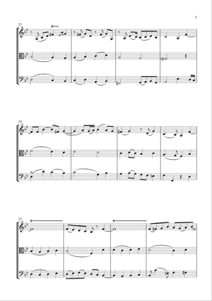 O Come, All Ye Faithful (for string trio (violin-viola-cello), suitable for grades 3 or above) String Trio scores gallery preview page 3